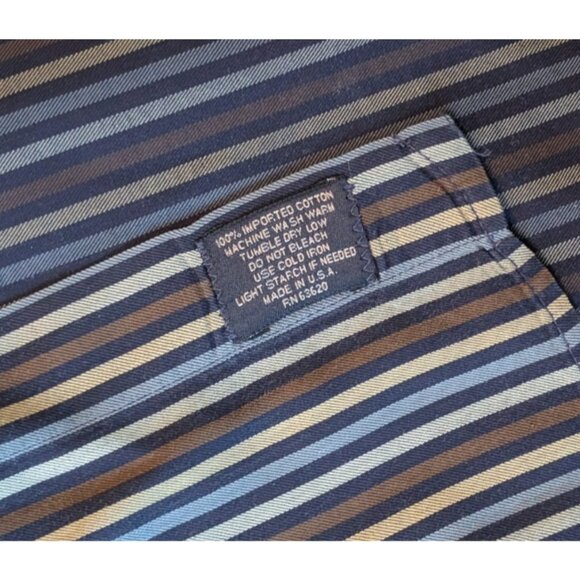 Burberry VTG Y2K Mens Striped 100% Cotton Long Sleeve Button Up Size XL USA Made - Picture 6 of 9